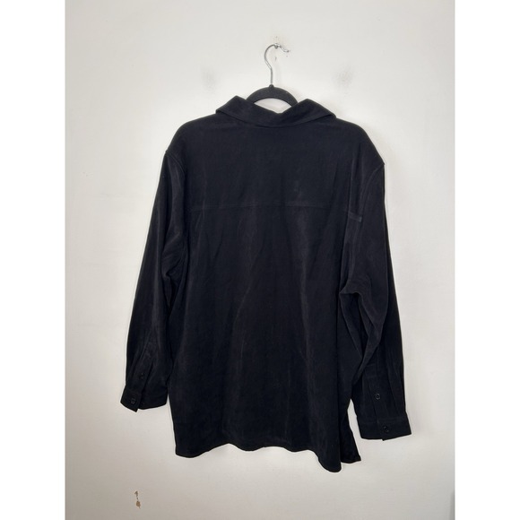 Denim & Co. Women's Faux Suede Button Front Shirt Solid Black Plus Size 2X NWT - Picture 5 of 8